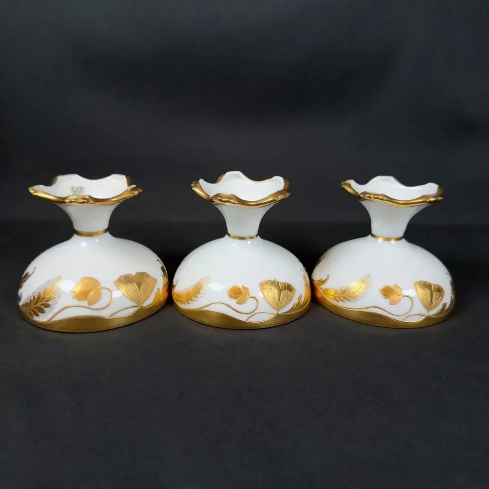 6x T&V Limoges France White Porcelain Compote Footed Bowl SIGNED BOHL gold trim